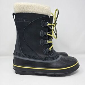 LL Bean Snow Boot Lace-Up Womens 8 Black Insulated Waterproof 284882 ONBJ1 04080